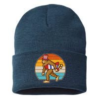Retro Fourth 4th of July Firecracker Rocket Bigfoot Sustainable Knit Beanie
