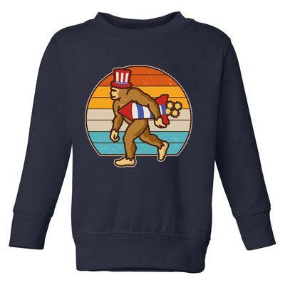 Retro Fourth 4th of July Firecracker Rocket Bigfoot Toddler Sweatshirt