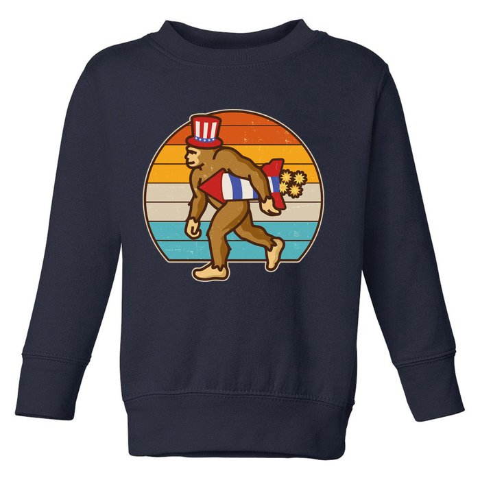 Retro Fourth 4th of July Firecracker Rocket Bigfoot Toddler Sweatshirt