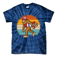 Retro Fourth 4th of July Firecracker Rocket Bigfoot Tie-Dye T-Shirt