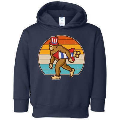 Retro Fourth 4th of July Firecracker Rocket Bigfoot Toddler Hoodie