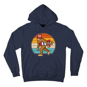 Retro Fourth 4th of July Firecracker Rocket Bigfoot Tall Hoodie