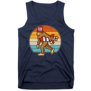 Retro Fourth 4th of July Firecracker Rocket Bigfoot Tank Top