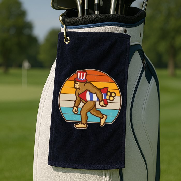 Retro Fourth 4th of July Firecracker Rocket Bigfoot Golf Towel