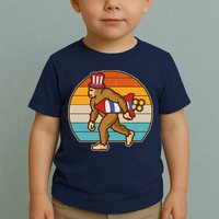 Retro Fourth 4th of July Firecracker Rocket Bigfoot Toddler T-Shirt