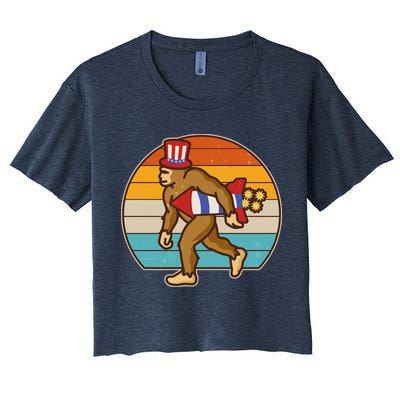 Retro Fourth 4th of July Firecracker Rocket Bigfoot Crop Top