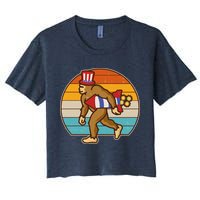 Retro Fourth 4th of July Firecracker Rocket Bigfoot Crop Top