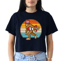 Retro Fourth 4th of July Firecracker Rocket Bigfoot Crop Top