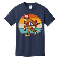 Retro Fourth 4th of July Firecracker Rocket Bigfoot Kids T-Shirt