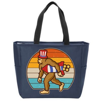 Retro Fourth 4th of July Firecracker Rocket Bigfoot Zip Tote Bag