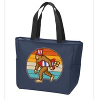 Retro Fourth 4th of July Firecracker Rocket Bigfoot Zip Tote Bag