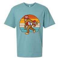 Retro Fourth 4th of July Firecracker Rocket Bigfoot Sueded Cloud Jersey T-Shirt