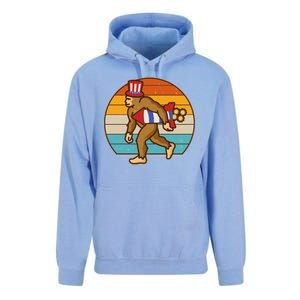 Retro Fourth 4th of July Firecracker Rocket Bigfoot Unisex Surf Hoodie