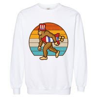Retro Fourth 4th of July Firecracker Rocket Bigfoot Garment-Dyed Sweatshirt