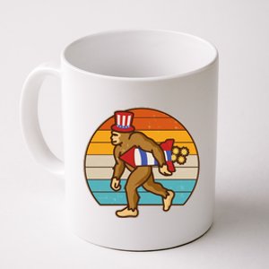 Retro Fourth 4th of July Firecracker Rocket Bigfoot Coffee Mug