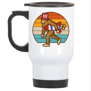 Retro Fourth 4th of July Firecracker Rocket Bigfoot Stainless Steel Travel Mug