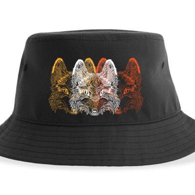 Retro Fox Faces Sustainable Bucket Hat