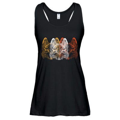 Retro Fox Faces Ladies Essential Flowy Tank