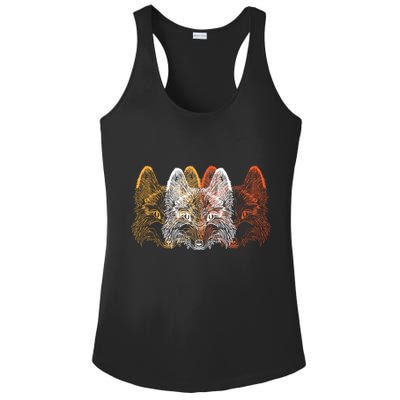 Retro Fox Faces Ladies PosiCharge Competitor Racerback Tank