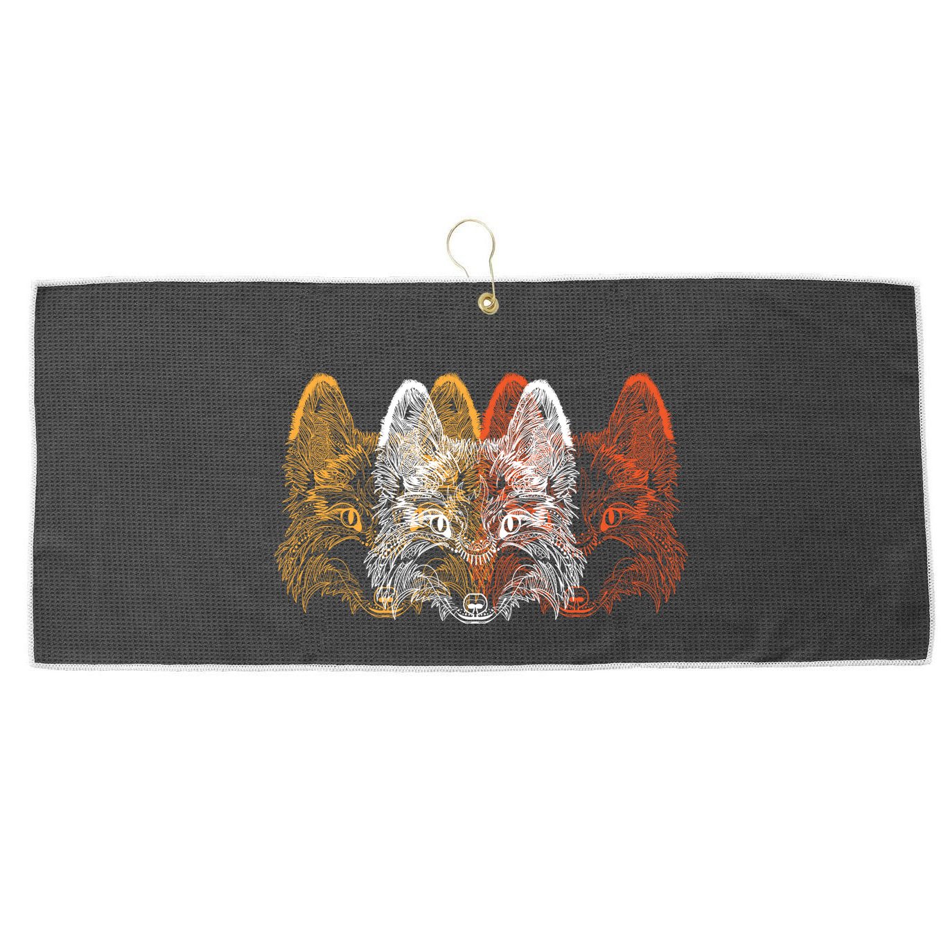 Retro Fox Faces Large Microfiber Waffle Golf Towel
