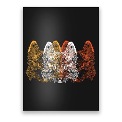 Retro Fox Faces Poster