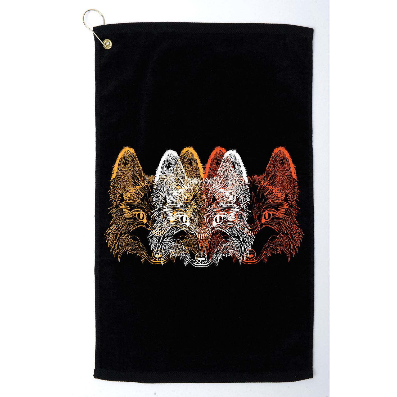 Retro Fox Faces Golf Towel