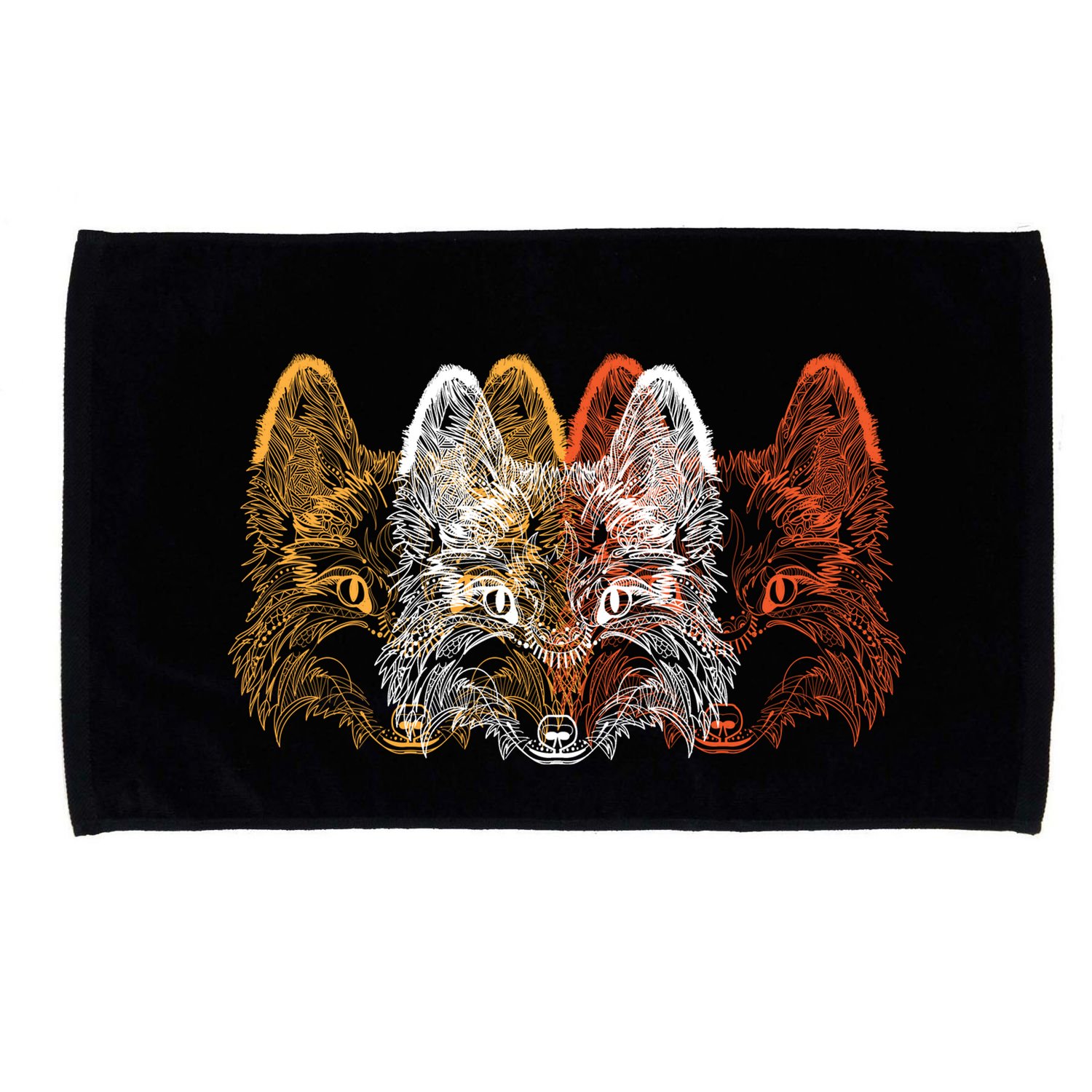 Retro Fox Faces Microfiber Hand Towel