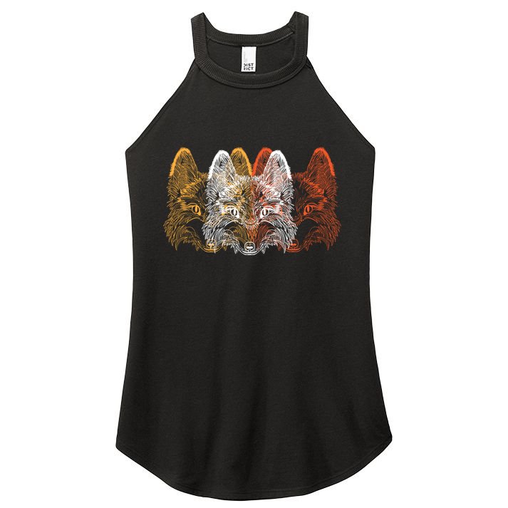 Retro Fox Faces Women's Perfect Tri Rocker Tank