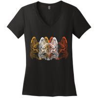 Retro Fox Faces Women's V-Neck T-Shirt