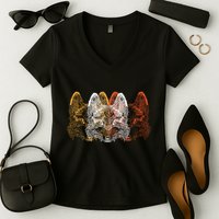 Retro Fox Faces Women's V-Neck T-Shirt