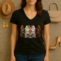 Retro Fox Faces Women's V-Neck T-Shirt