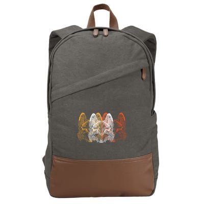 Retro Fox Faces Cotton Canvas Backpack