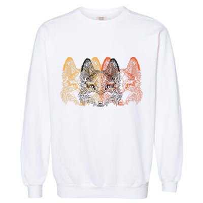 Retro Fox Faces Garment-Dyed Sweatshirt