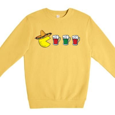 Retro Funny Cinco De Mayo Gamer Mexican Beer Premium Crewneck Sweatshirt