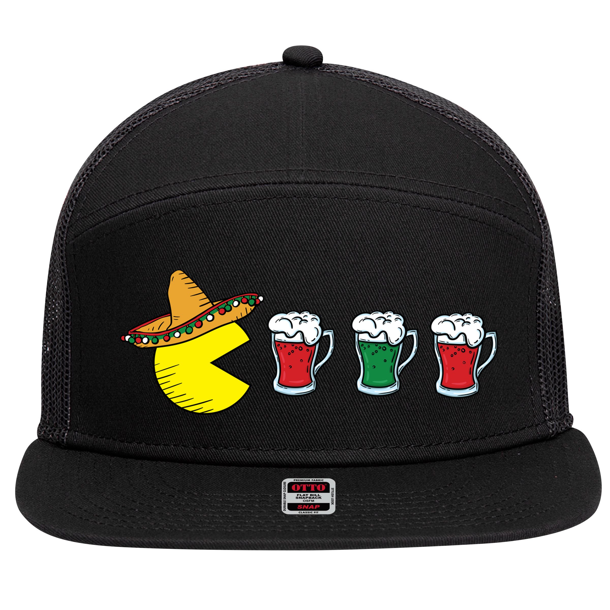 Retro Funny Cinco De Mayo Gamer Mexican Beer 7 Panel Mesh Trucker Snapback Hat