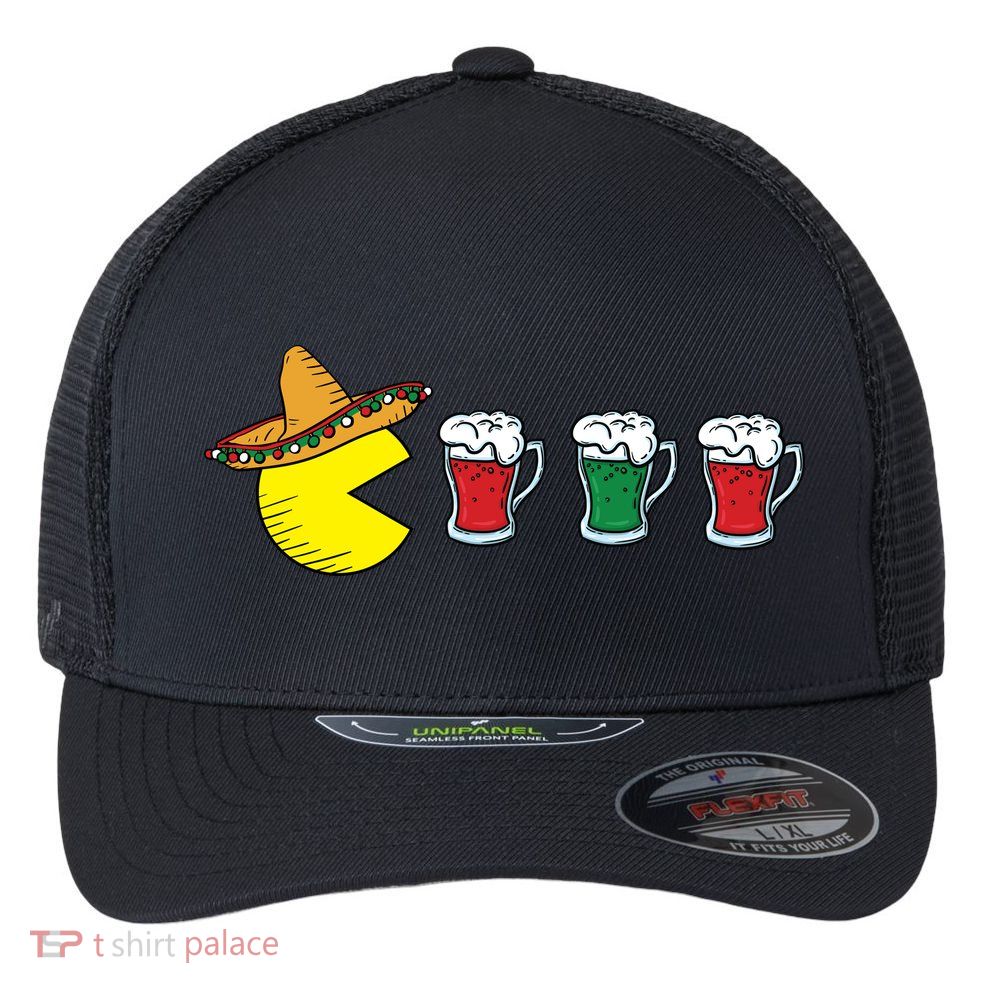 Retro Funny Cinco De Mayo Gamer Mexican Beer Flexfit Unipanel Trucker Cap