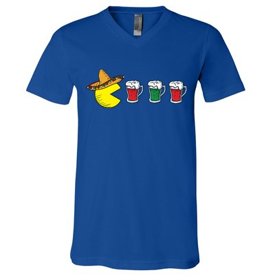 Retro Funny Cinco De Mayo Gamer Mexican Beer V-Neck T-Shirt