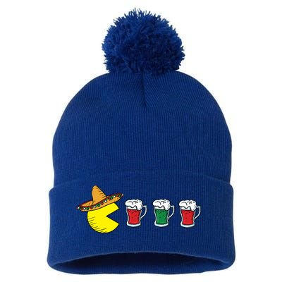 Retro Funny Cinco De Mayo Gamer Mexican Beer Pom Pom 12in Knit Beanie