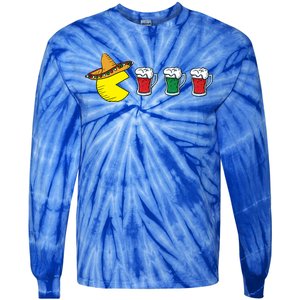 Retro Funny Cinco De Mayo Gamer Mexican Beer Tie-Dye Long Sleeve Shirt