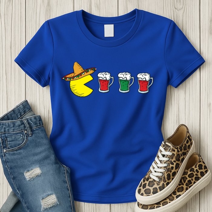 Retro Funny Cinco De Mayo Gamer Mexican Beer Womens T-Shirt