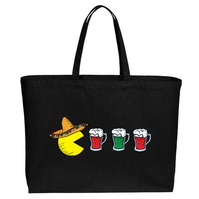 Retro Funny Cinco De Mayo Gamer Mexican Beer Cotton Canvas Jumbo Tote