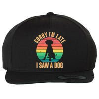 Retro Funny Sorry I'm Late I Saw A Dog Wool Snapback Cap