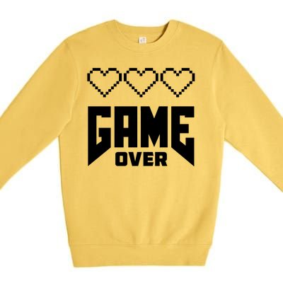 Retro Game Over Out Of Hearts Premium Crewneck Sweatshirt