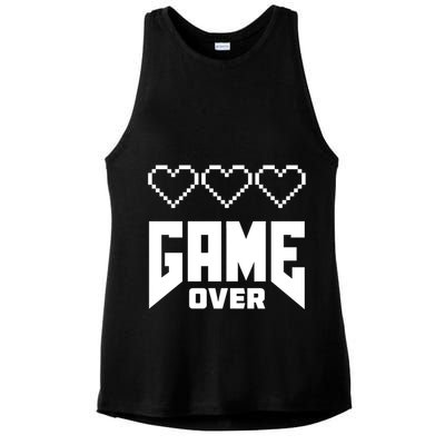 Retro Game Over Out Of Hearts Ladies PosiCharge Tri-Blend Wicking Tank