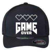 Retro Game Over Out Of Hearts Flexfit Unipanel Trucker Cap