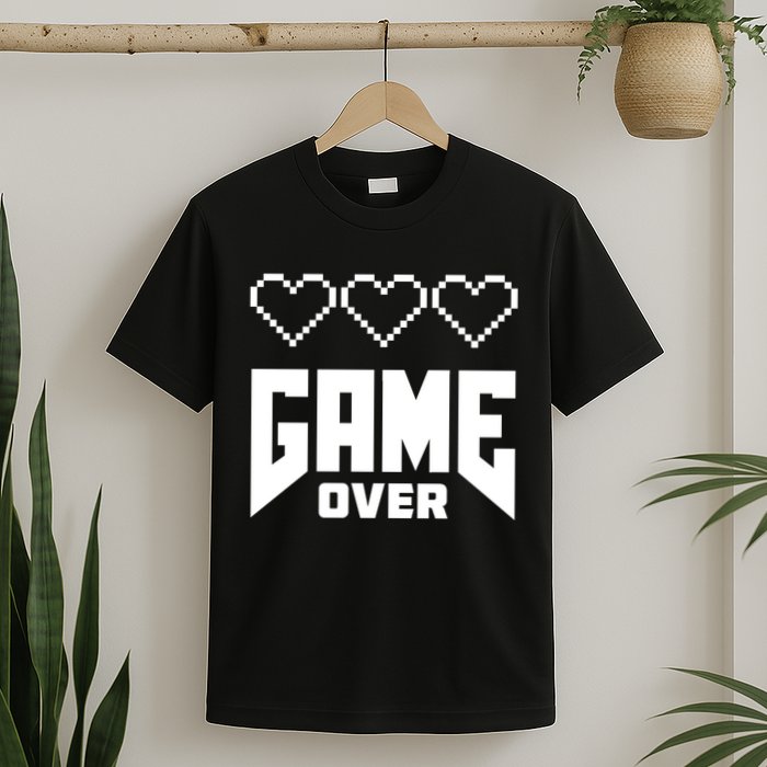 Retro Game Over Out Of Hearts T-Shirt