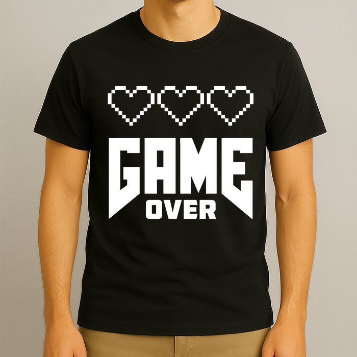 Retro Game Over Out Of Hearts T-Shirt