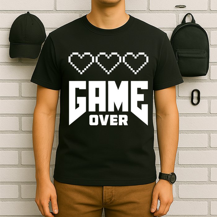 Retro Game Over Out Of Hearts T-Shirt