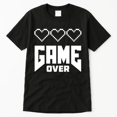 Retro Game Over Out Of Hearts Tall T-Shirt