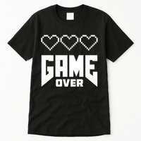 Retro Game Over Out Of Hearts Tall T-Shirt